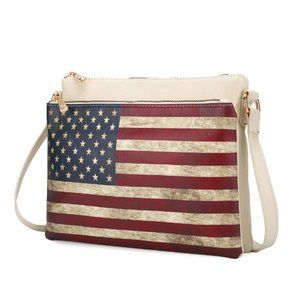 Madeline Printed Flag Vegan Leather Women Crossbody Bag